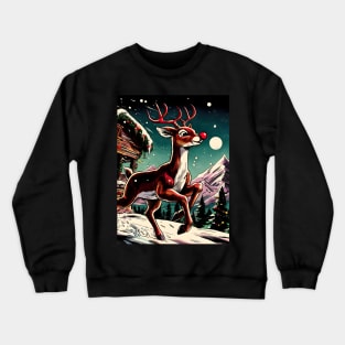 Illuminate the Holidays: Whimsical Rudolph the Red-Nosed Reindeer Art for Festive Christmas Prints and Joyful Decor! Crewneck Sweatshirt